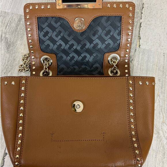 DVF Diane von Furstenberg 440 Mini Studded Flap Crossbody Bag Tan Brown Gold - Picture 8 of 10